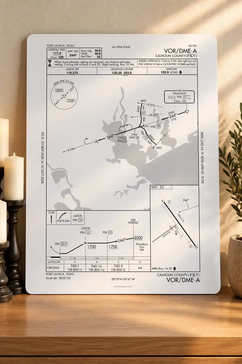 Port Lavaca KPKV VOR/DME-A Approach Plate
